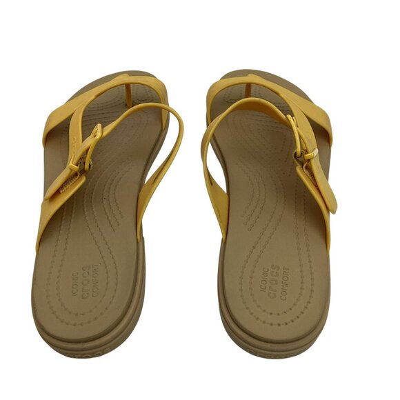 Crocs Tulem Toe Post Womens 10 Latex Rubber Sandals Yellow Gold - Picture 4 of 9